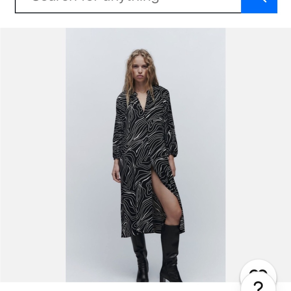 Zara Black and White Patterned Dress
